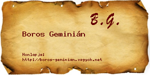 Boros Geminián névjegykártya